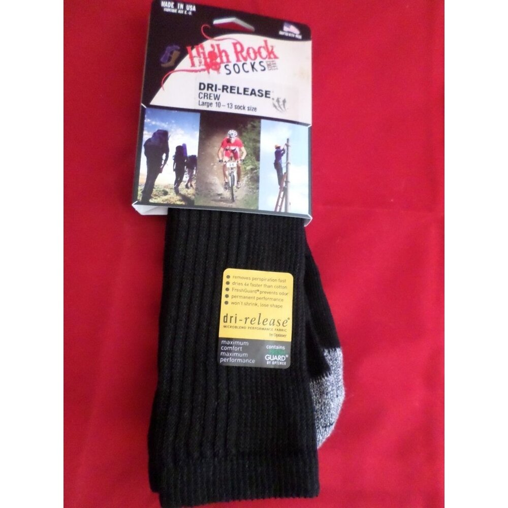 1 Pair Large High Rock Dry Release Crew Socks Arch Support 10-13 Made in USA - Picture 1 of 6